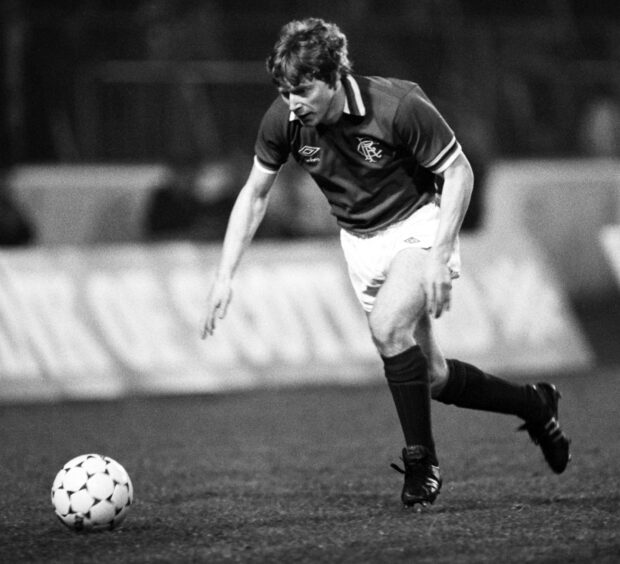 Billy MacKay in action for Rangers against Forfar in 1982. 