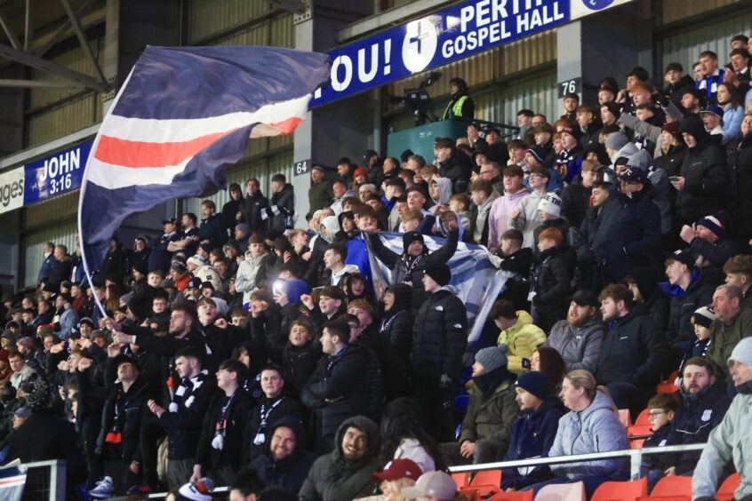 Dundee fans enjoyed their day in Perth. Image: David Young/Shutterstock