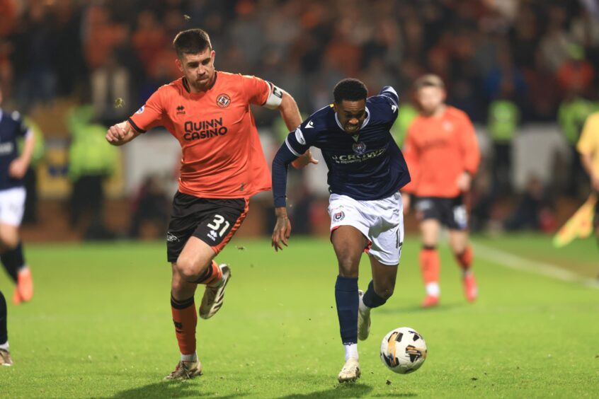 Imari Samuels made his debut in the Dundee derby. Image: David Young/Shutterstock