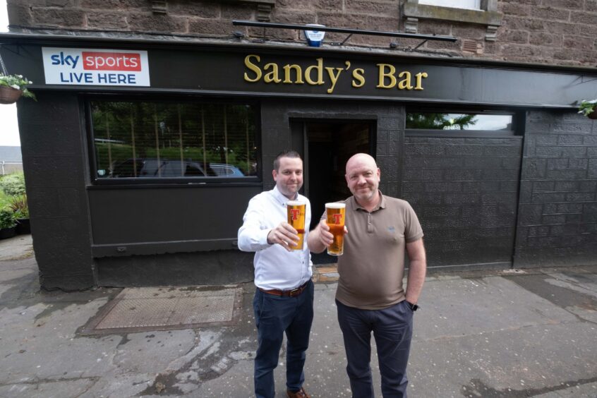 bar manager Scott Townshend with owner Jimmy Fyffe outside the new-look pub.