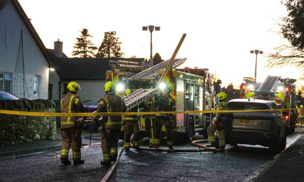 Emergency services at North Latch Road, Brechin. Image: Paul Reid