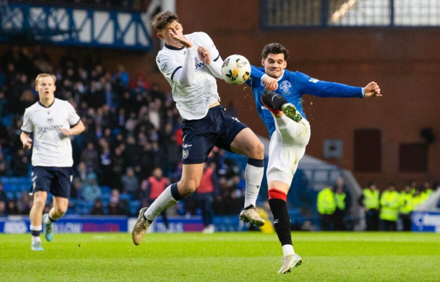 Seb Palmer-Houlden in action for Dundee at Rangers