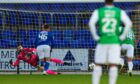 St Johnstone's Nicky Clark scores a penalty to make it 1-0.