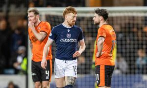 Simon Murray put Dundee in front in the last derby against Dundee United. Image: Ross Parker/SNS