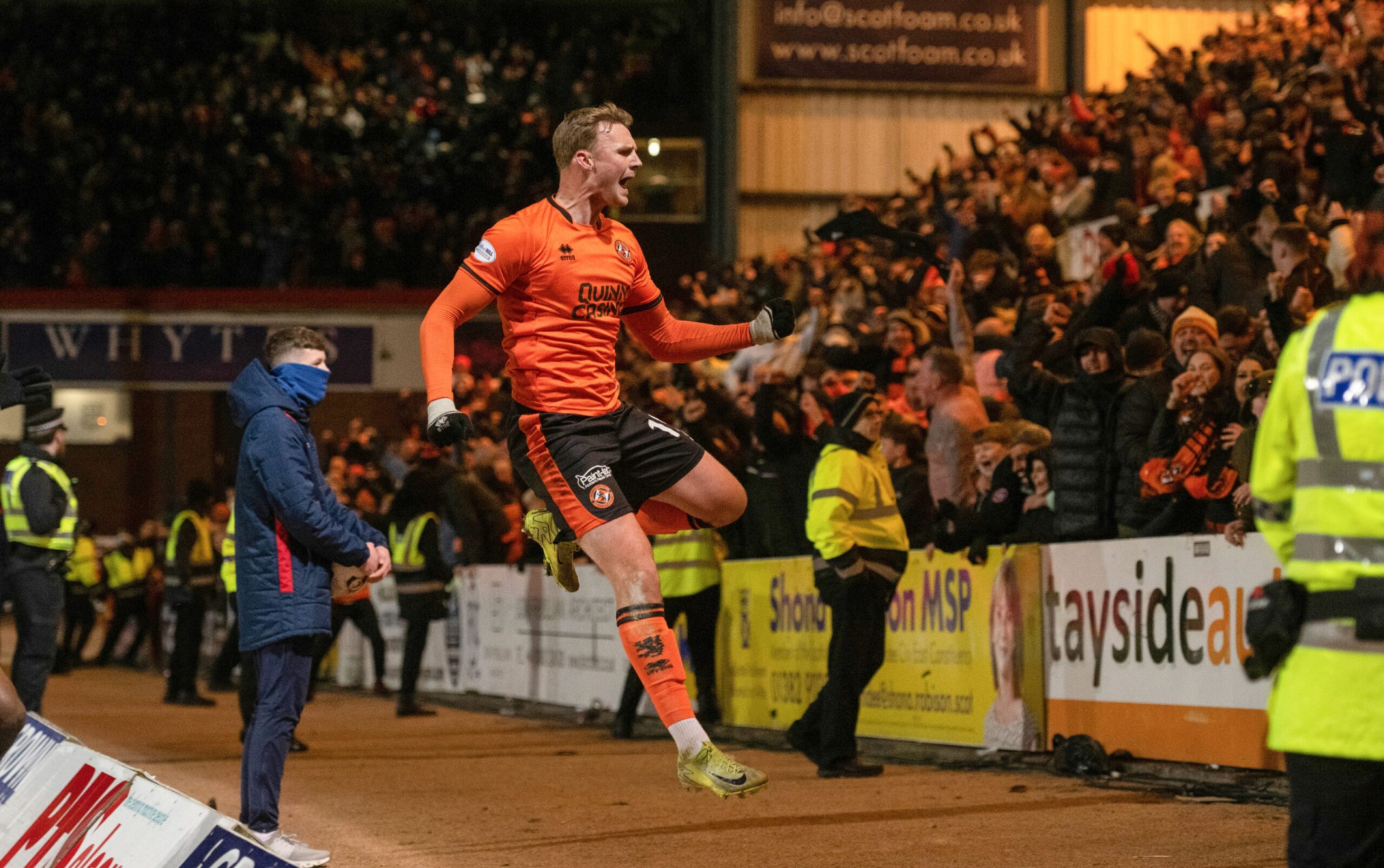 Sam Dalby celebrates his derby winner