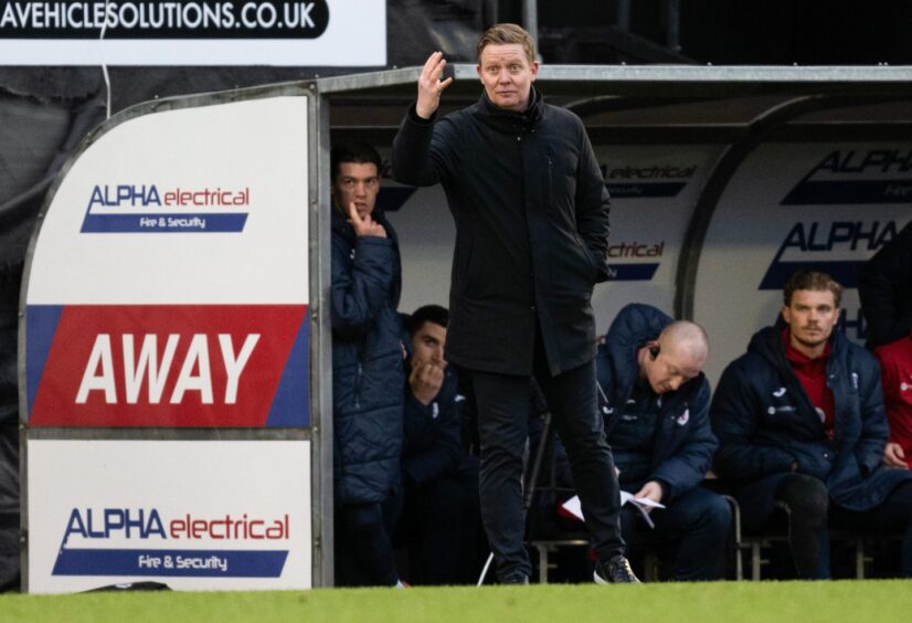 Barry Robson in the Raith dugout during his debut match in charge against Ayr United.