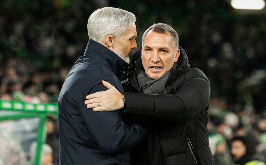 Jim Goodwin, left, and Brendan Rodgers prior to kick-off