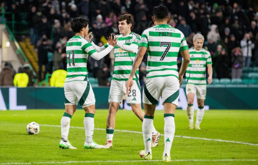 Celtic celebrate Reo Hatate's goal