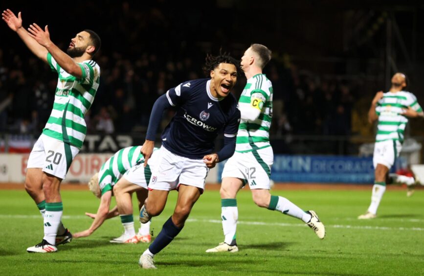 Seun Adewumi celebrates against Celtic