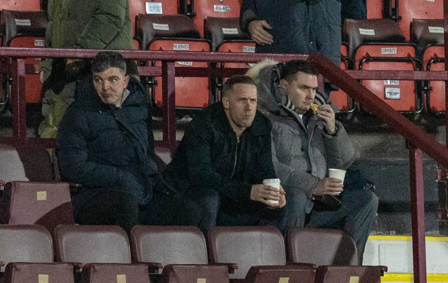 Michael Tidser and his Kelty Hearts assistant, Kevin McDonald, watch Dunfermline's defeat to Ayr United. 