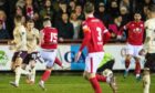 St Johnstone starlet Scott Bright scores to make it 1-0 to Brechin. Image: Paul Devlin/SNS