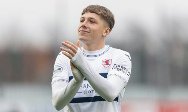 Aiden Marsh claps the Raith Rovers fans.