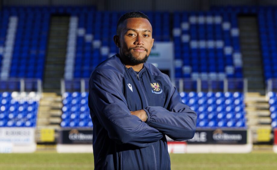 Victor Griffith in front of the East Stand for a St Johnstone photocall.