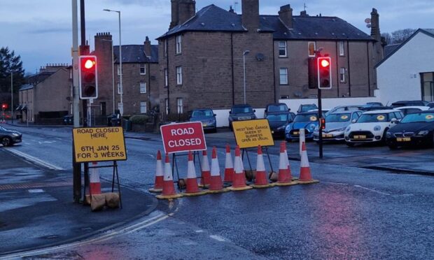 The latest roadworks on Queen Street in Broughty Ferry. Image: Andrew Robson/DC Thomson