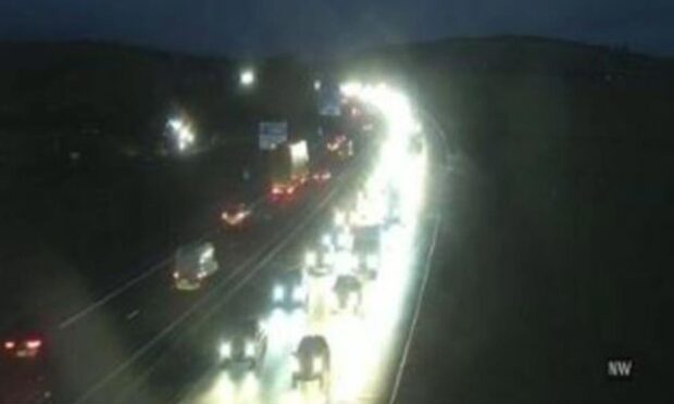 Delays on the M90 near Dunfermline after a three-vehicle crash. Image: Traffic Scotland