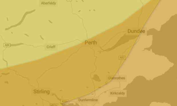 Several weather warnings cover Tayside, Fife and Stirling on Friday and Saturday. Image: Met Office