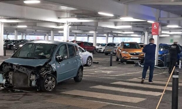 Damaged car outside Dunfermline's Tesco Superstore