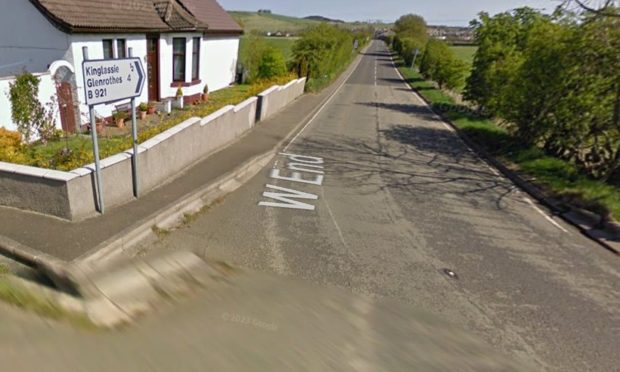 B921 road on the outskirts of Kinglassie in Fife.