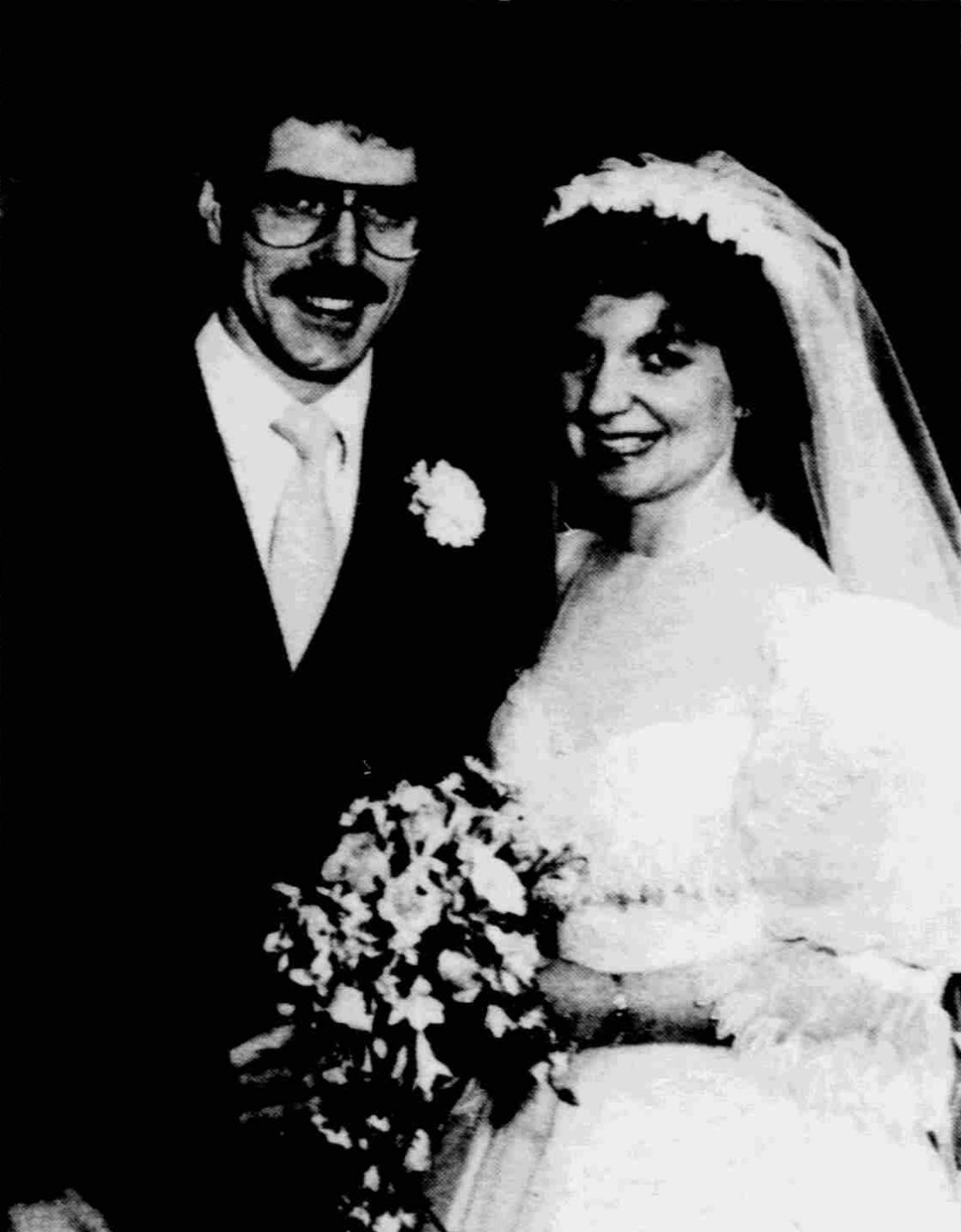 Say it with flowers: MacKay and Margot on their 1987 wedding day.