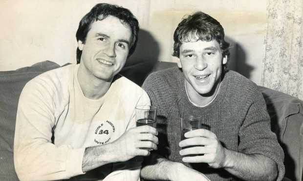 Jonny O'Mara in action (left) and relaxing off court in Arbroath colours.