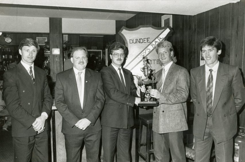 Paul Hegarty, Dave Bowman and Alan Irvine in Sandy's Bar in 1988.