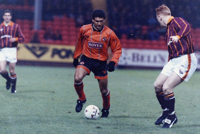 Sergio on the ball during his debut against Motherwell.