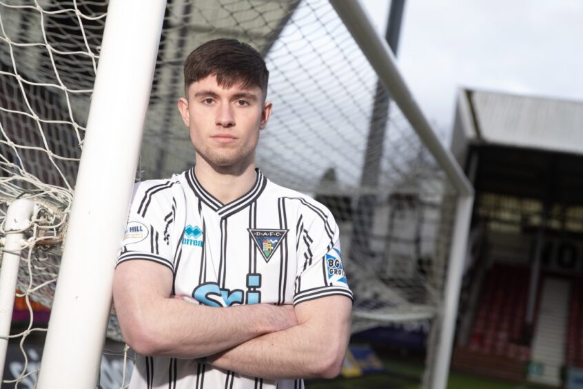 Pars signing Connor Young pictured in the goalmouth at East End Park.