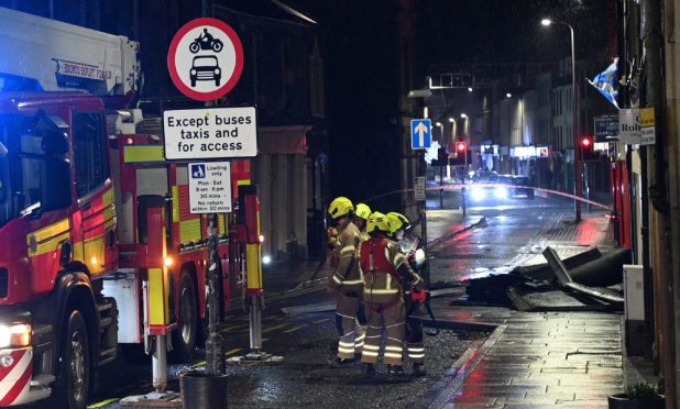 Fire engines outside a flat on old High Street, Perth.