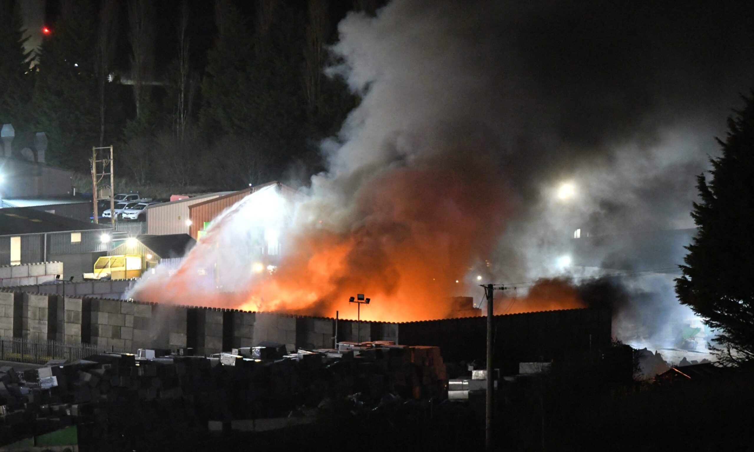 Flames at the recycling centre.