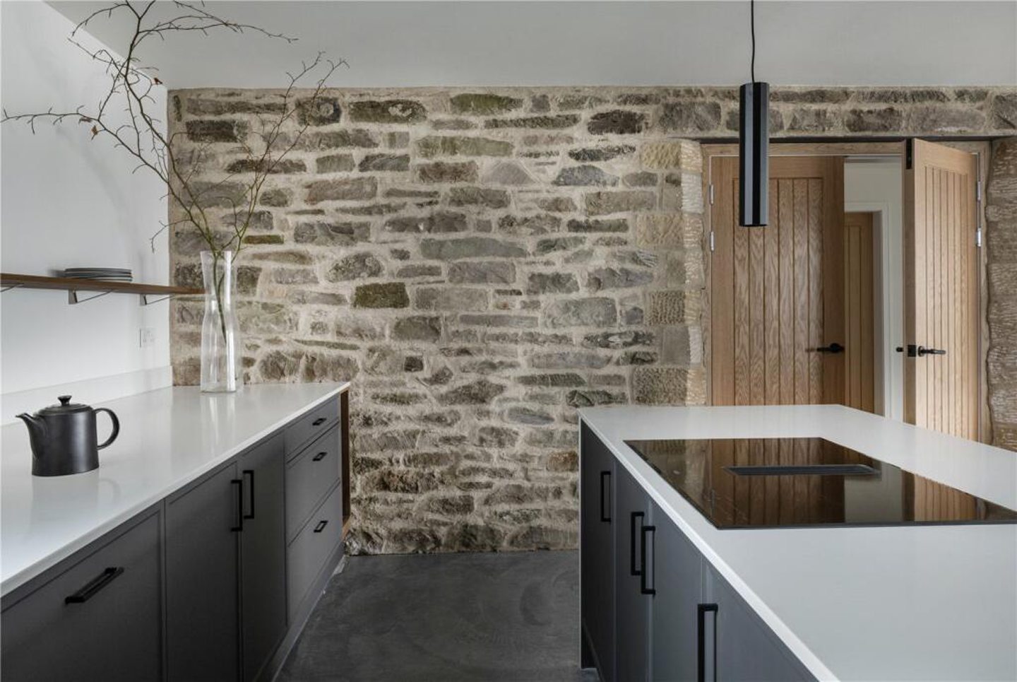 Stone wall of kitchen.