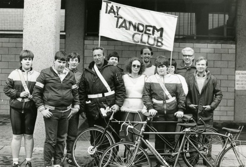 Members of the Tay Tandem Club beside their bikes