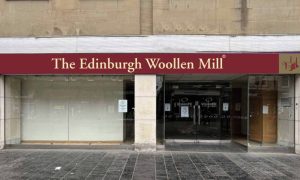 An impression of the outside of the Edinburgh Woollen Mill shop in Perth.