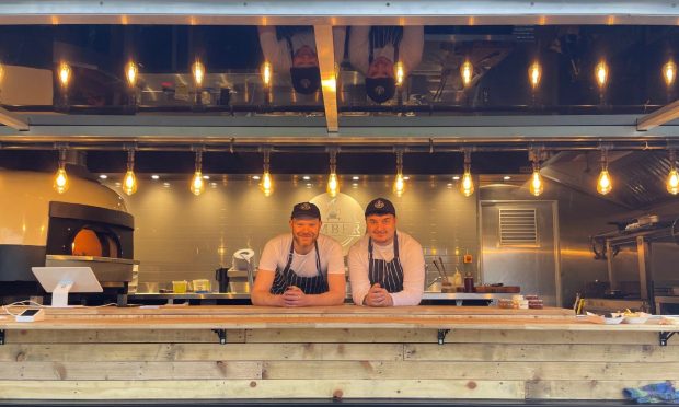 Duncan McLachlan and Josh Whiteley
at the new Ember food truck at Craigtoun Country Park.