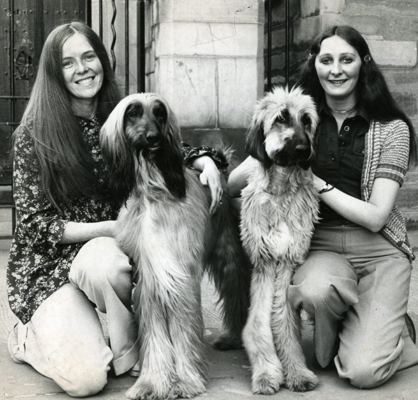 Isobel Gibbon and Elizabeth Scott with the dogs.