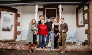 Dr Aylwin Pillai with Marguerite and Rowan Osborne, Yavi Pillai, Molly McHale, Rowan Osborne (5) and farmer Virginia Osborne Antolovi at Kinclune House. Image: Patrice Little Photography.