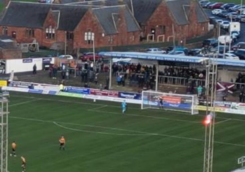 The flare was thrown onto the Arbroath FC pitch before kick-off. 