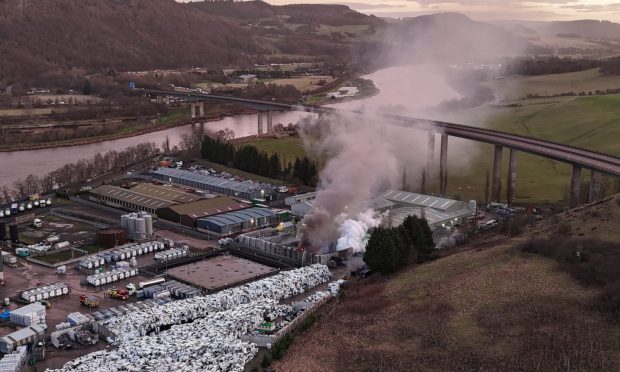 Drone view of Friarton Bridge fire.