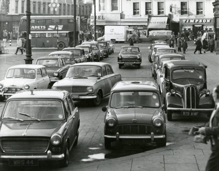 cars in the parking area at City Square in 1965. 