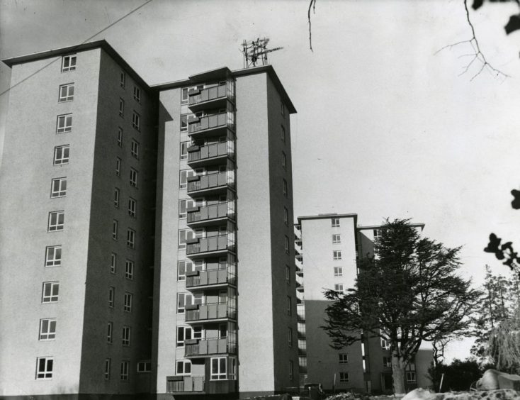 A view of some of the multi-storey flats in Dryburgh in 1960. 