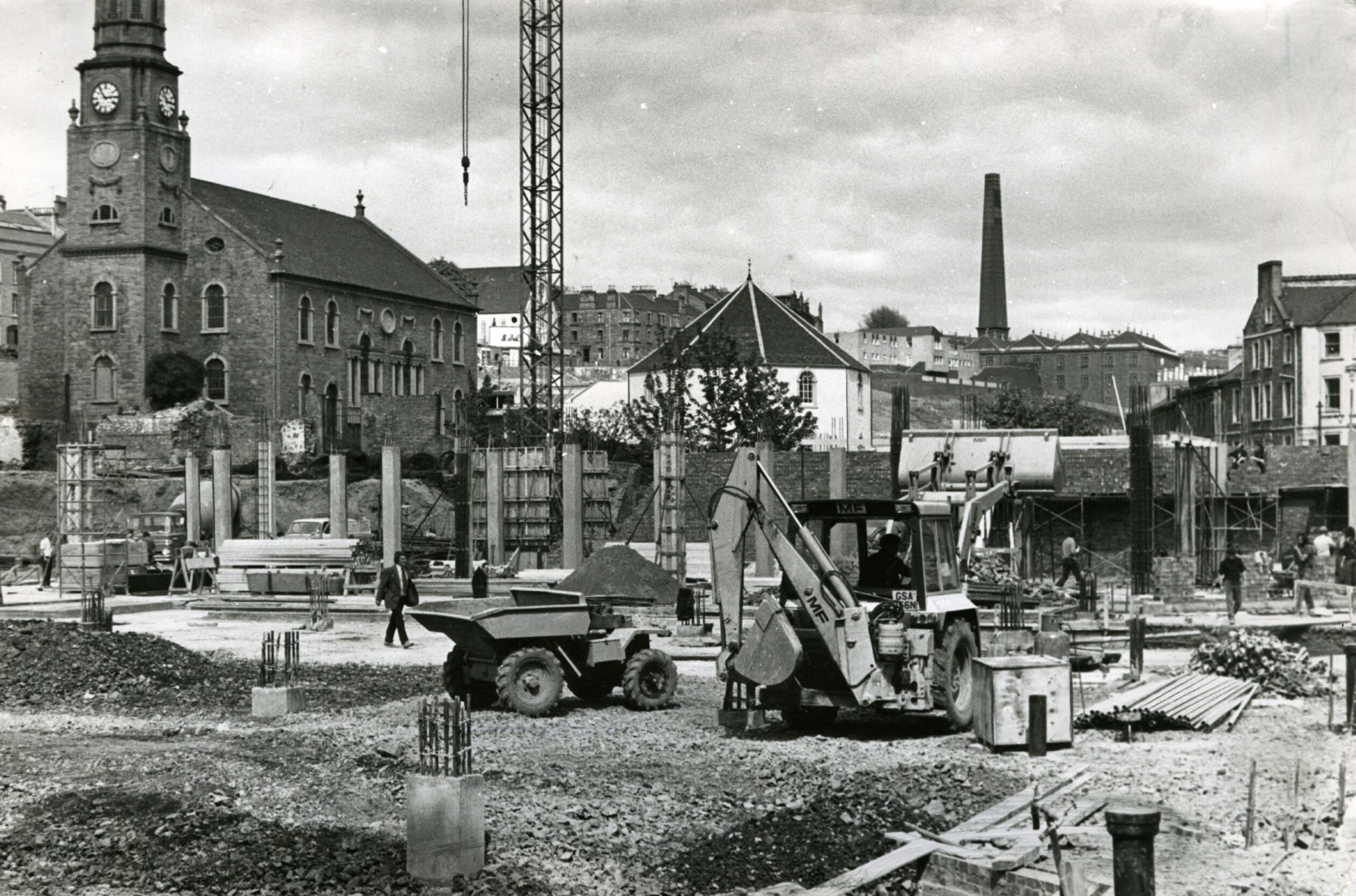 construction work in progress at the Wellgate development in June 1975. 