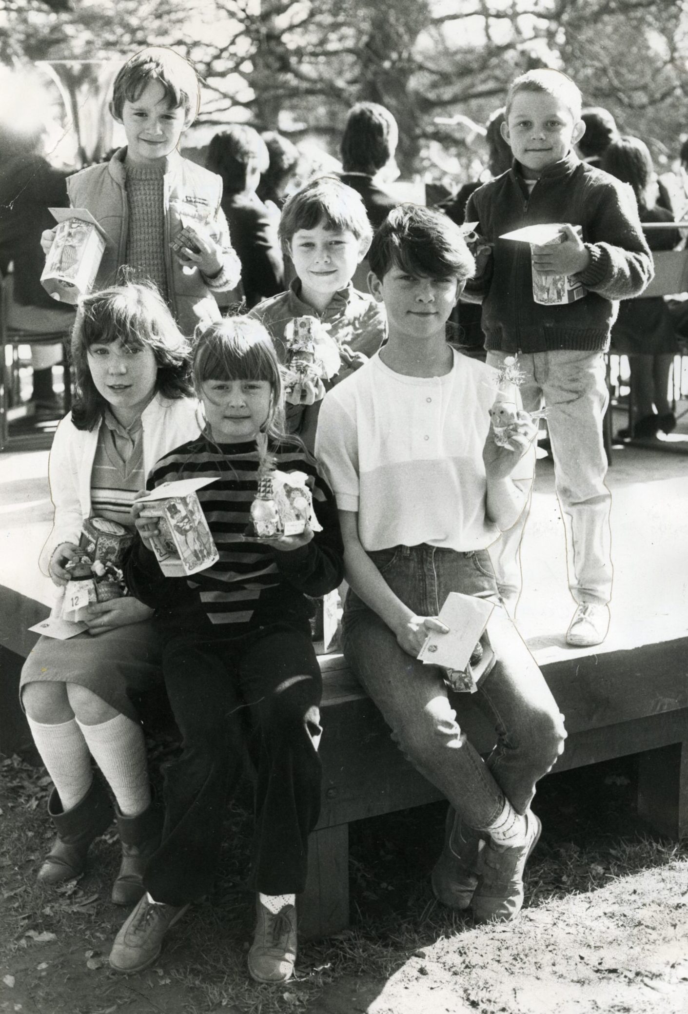 The children who won Easter eggs and other prizes.