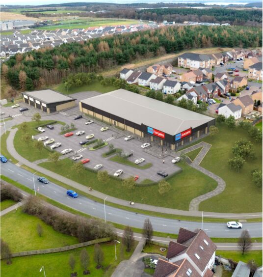 An aerial view of the proposed new Home Bargains store in Dunfermline.