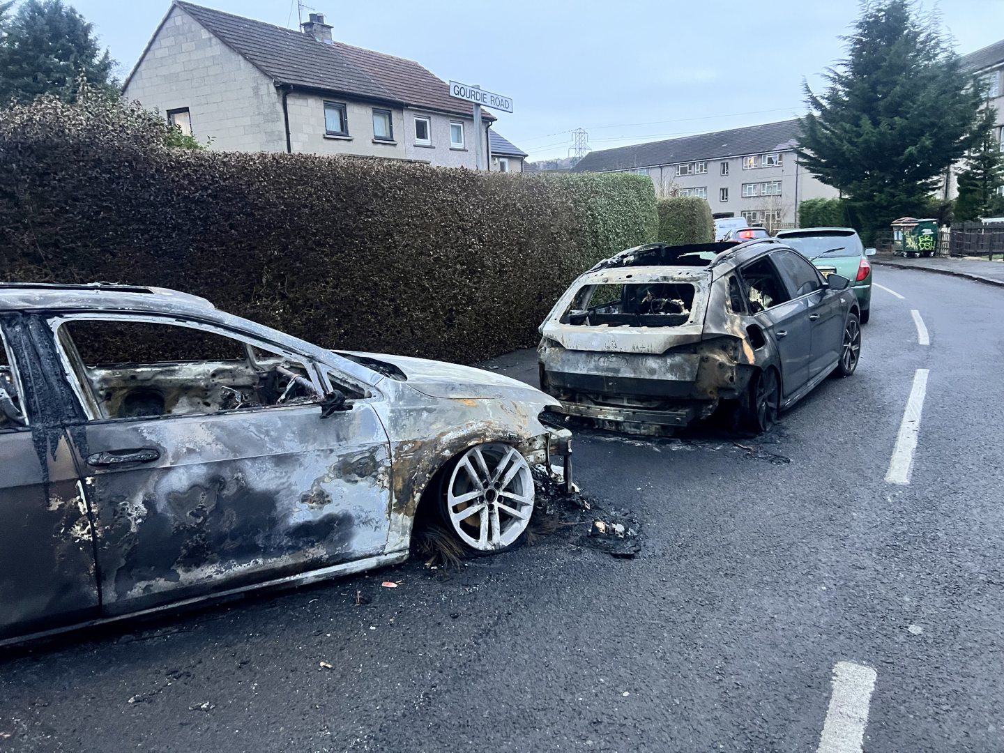 Two burned cars.