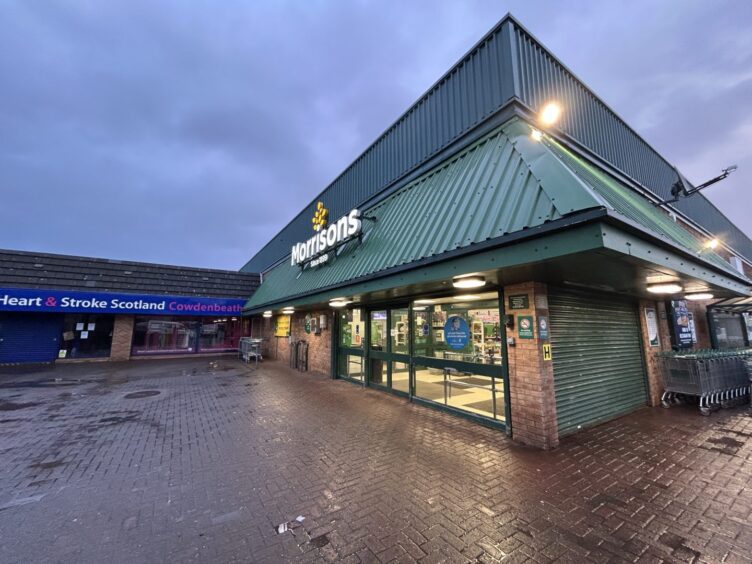 The outside of Morrisons in Cowdenbeath, which is shut because of Storm Eowyn. 