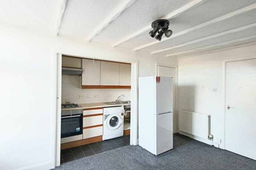 Living room and kitchen.