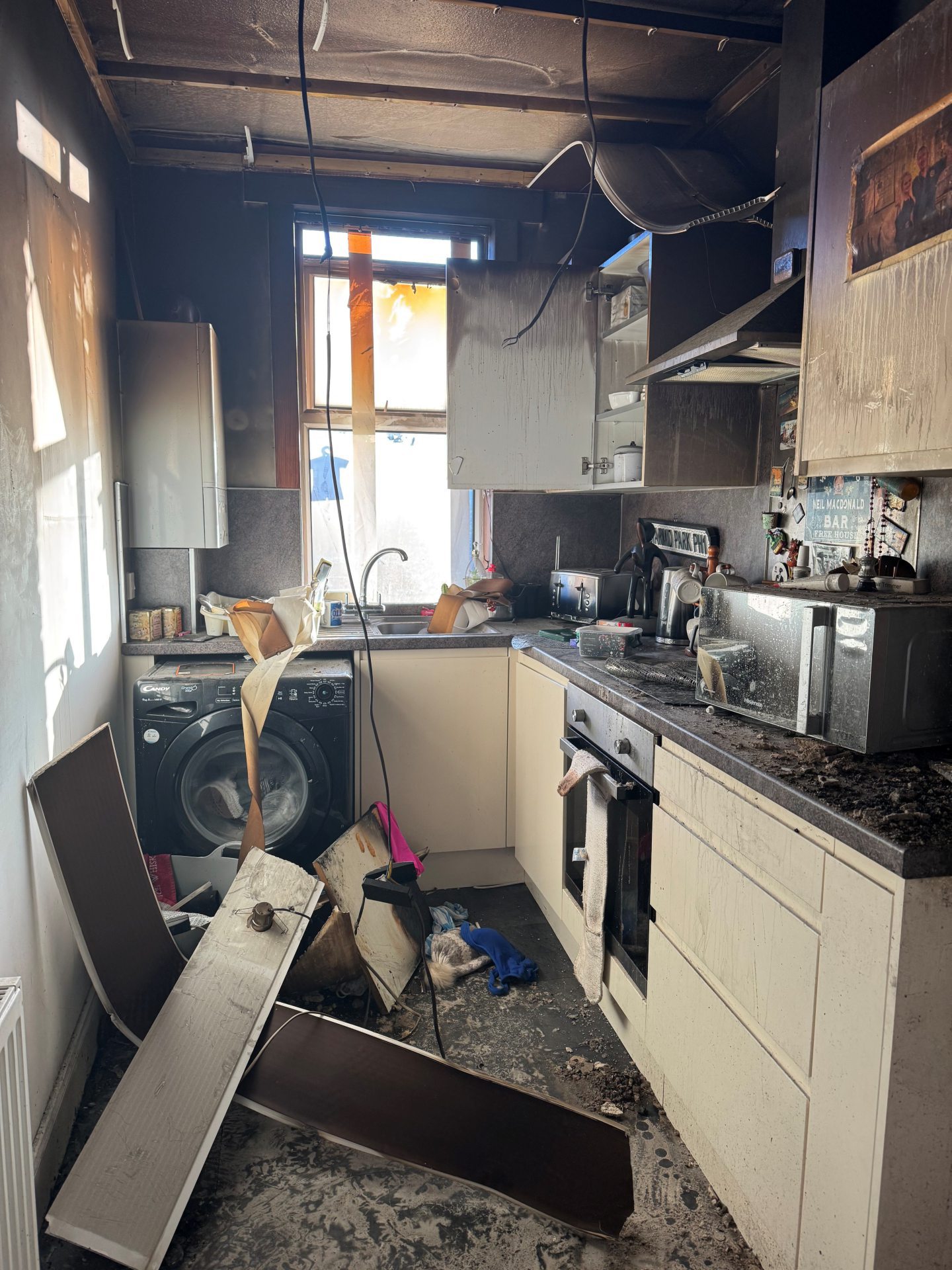 The burnt kitchen.