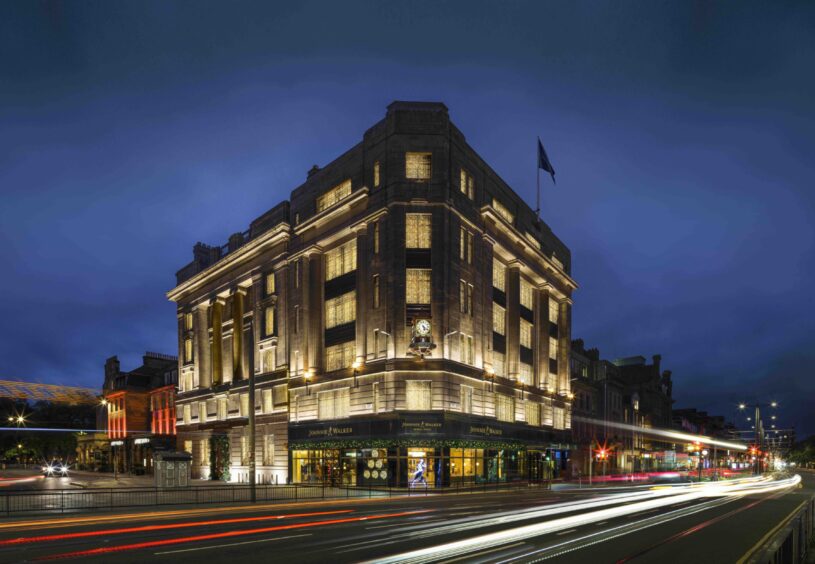 the exterior of the grand Edinburgh building that houses Johnnie Walker Princes Street.