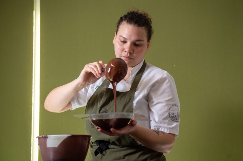 Chloe Oswald making chocolate