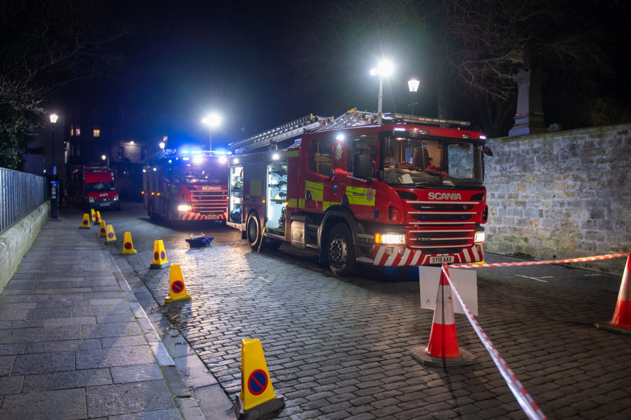 Firefighters at Dunfermline's Pittencrieff Park as dog stuck in sewer