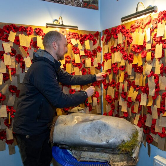 Crashed bomber piece donated to Montrose air station centre.